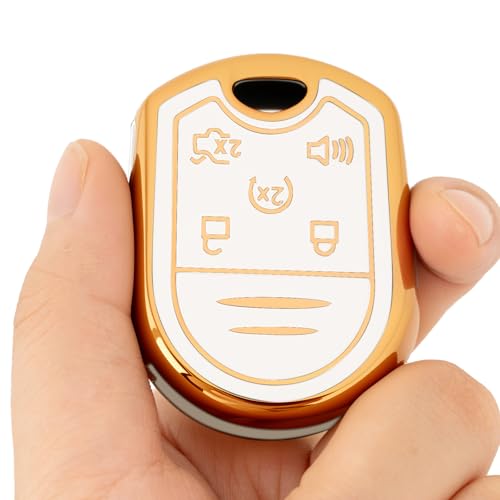 CHATYYD Key Fob Cover for Ford with Keychain,Soft TPU Car Key Cover Case for Ford Expedition Explorer Flex Taurus Lincoln MKX(White) - Image 3