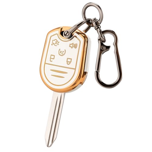 CHATYYD Key Fob Cover for Ford with Keychain,Soft TPU Car Key Cover Case for Ford Expedition Explorer Flex Taurus Lincoln MKX(White) - Image 1