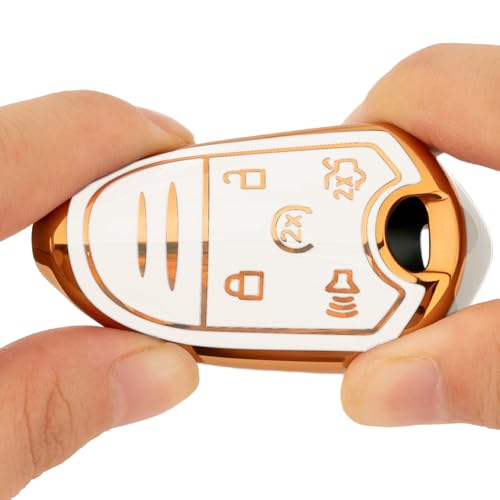 CHATYYD Key Fob Cover for Ford with Keychain,Soft TPU Car Key Cover Case for Ford Expedition Explorer Flex Taurus Lincoln MKX(White) - Image 5