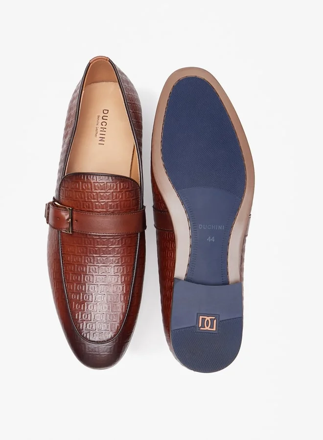 DUCHINI Mens Textured Slip-On Loafers