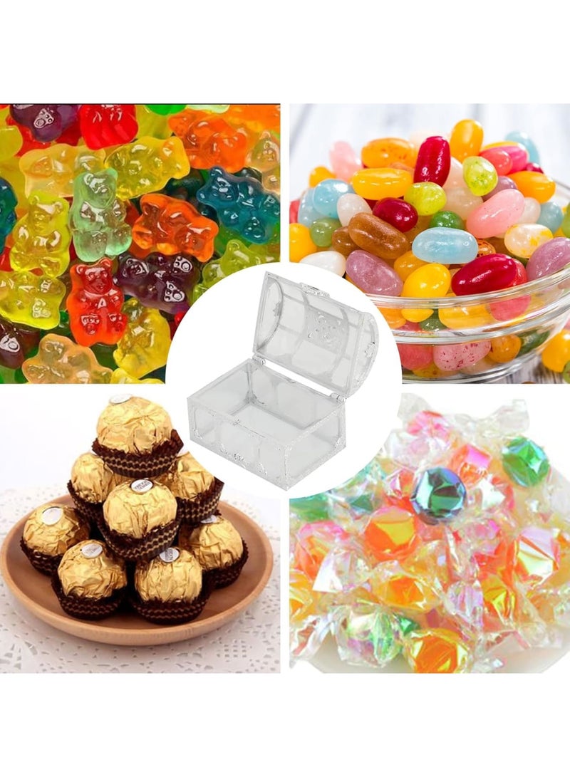 SYOSI Treasure Chest Candy Boxes, Durable Clear Plastic Party Favor Boxes for Wedding, Baby Shower, Birthday Party Decorations, Treasure Chest Design, Silver, 12 Pcs, 7.4 x 5.2 x 5cm - Image 5
