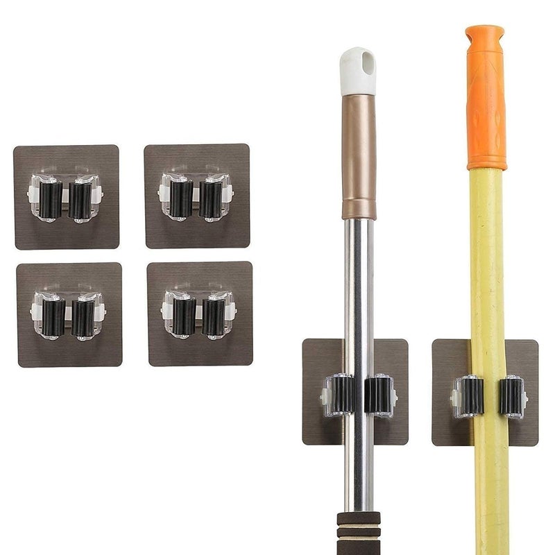 GREEYA Wall Mounted Mop Organizer Holder Set of 4