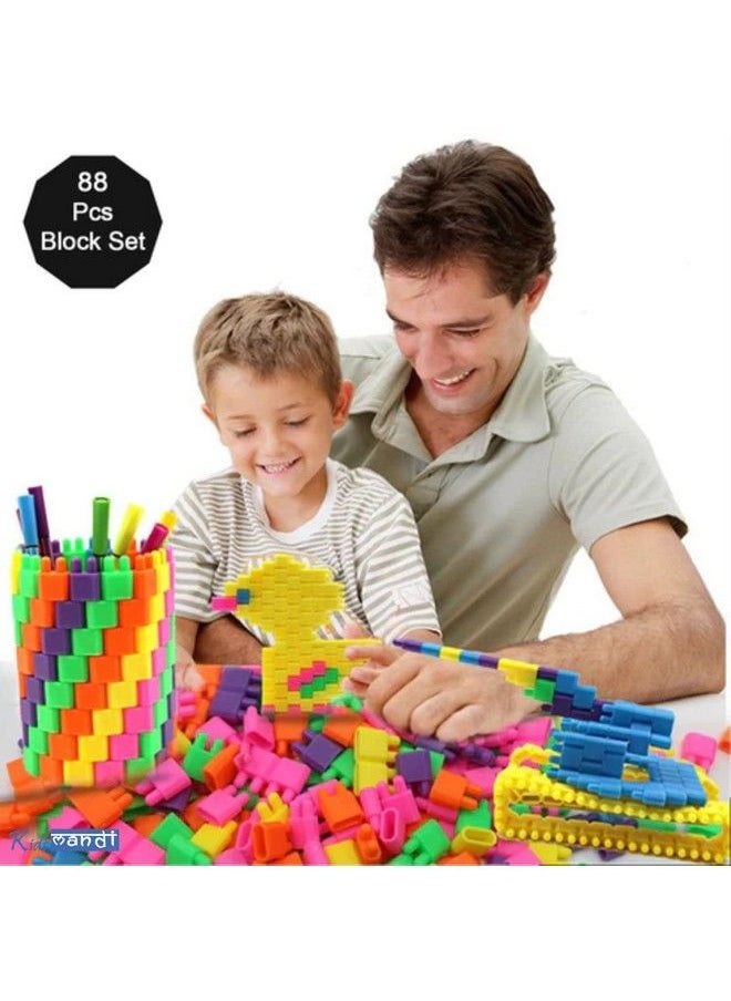 Kids Mandi - 88 Pcs Building Blocks;Interlocking Blocks;Play Blocks;Building Blocks;Learning Blocks Creative Blocks And Learning Educational Toy Set For Kids Of + 3 Years - Image 1