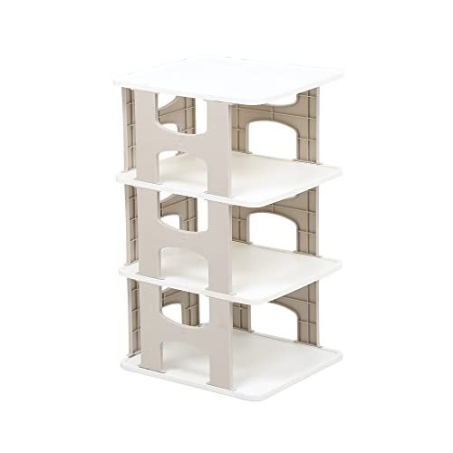 JEYANG 4 Tier Shoe Rack, Shoe Racks for Closet, Free-Combination Narrow Shoe Storage Organizer for Bedroom & Entryway, Space Saver Stackable Shoe Shelf,Grey (1 Pcs of 4 Tier (Grey)) - Image 2