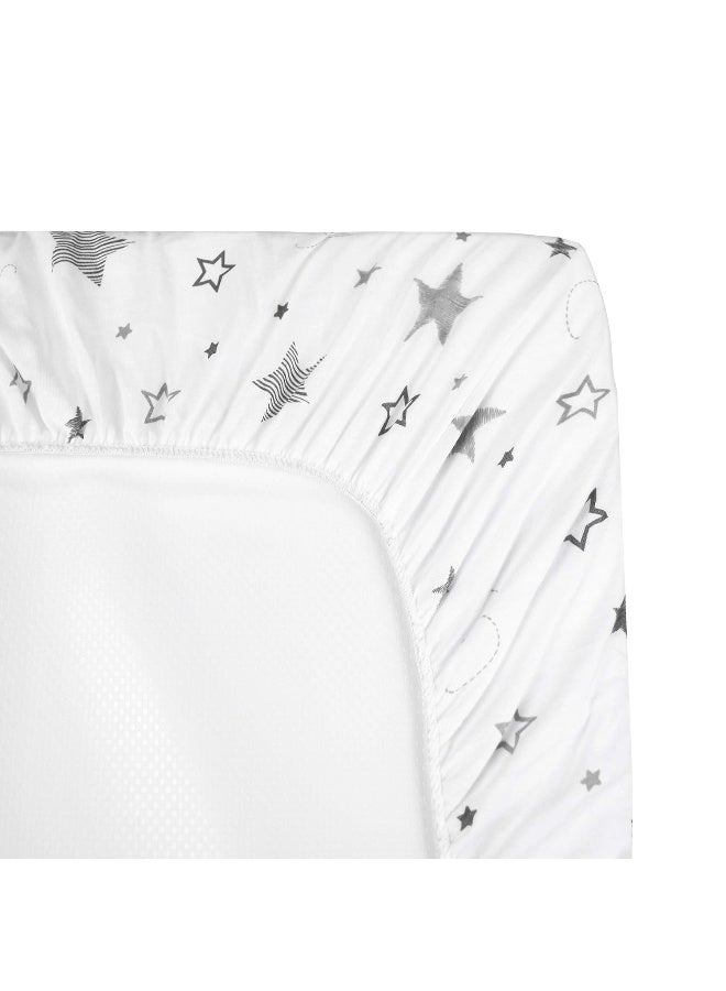 TL Care Printed 100% Cotton Knit Fitted Contoured Changing Table Pad Cover - Compatible with Mika Micky Bassinet, Super Stars, for Boys and Girls - Image 3