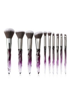 Tenmon Brushes Crystal Handle Set, Professional Make Up Brushes Tenmon 10 Pcs Crystal Transparent Handle Kabuki Face Powder Foundation Brush Concealer Eye Shadow Eyeliner Eyebrow Brush (Purple)  - Image 1