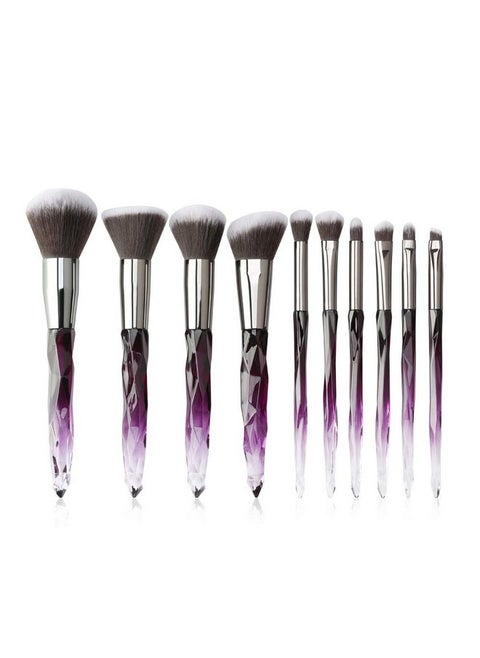 Brushes Crystal Handle Set, Professional Make Up Brushes Tenmon 10 Pcs Crystal Transparent Handle Kabuki Face Powder Foundation Brush Concealer Eye Shadow Eyeliner Eyebrow Brush (Purple)