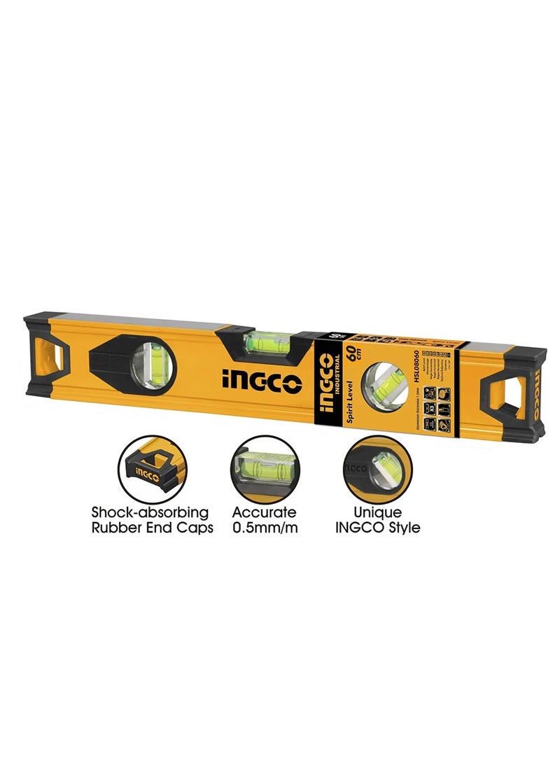 INGCO INGCO Spirit Level HSL08060 – 60 cm Aluminium Level with 3 Vials (0.5 mm/m Accuracy)  - Image 3