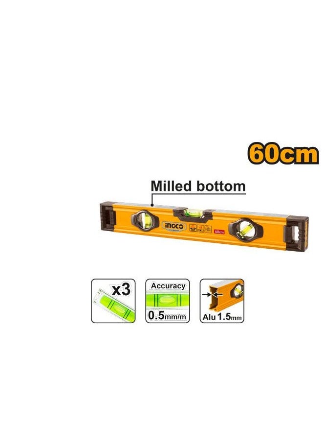 INGCO INGCO Spirit Level HSL08060 – 60 cm Aluminium Level with 3 Vials (0.5 mm/m Accuracy)  - Image 4