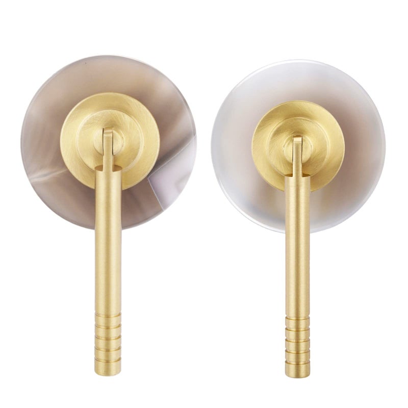SUNYIK Set of 2 Round Agate Slice Drawer Knobs with Screw Crystal Stone Pull Handle for Cabinet Cupboard Dresser Kitchen Home Decor Natural Color - Image 2