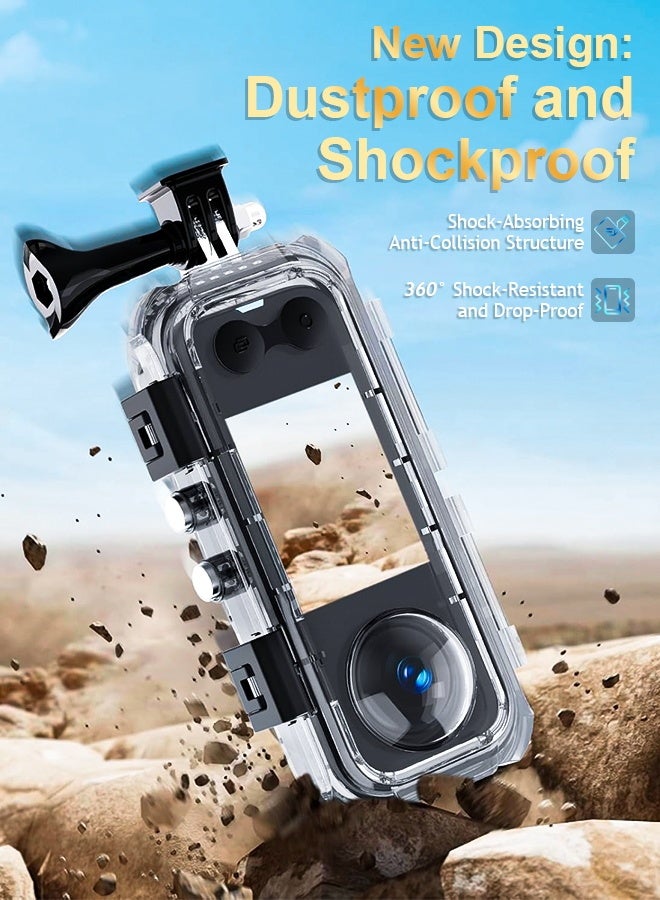 حافظة كاميرا Instax X5 مضادة للماء ضد الصدمات - عازلة للغبار والرمل - عمق 60 متر للغوص - رؤية واضحة تحت الماء مع حافظة شفافة عالية الجودة - Image 2