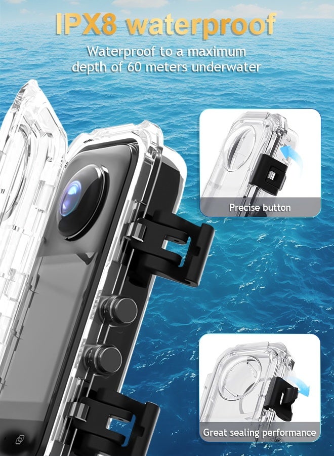 حافظة كاميرا Instax X5 مضادة للماء ضد الصدمات - عازلة للغبار والرمل - عمق 60 متر للغوص - رؤية واضحة تحت الماء مع حافظة شفافة عالية الجودة - Image 4