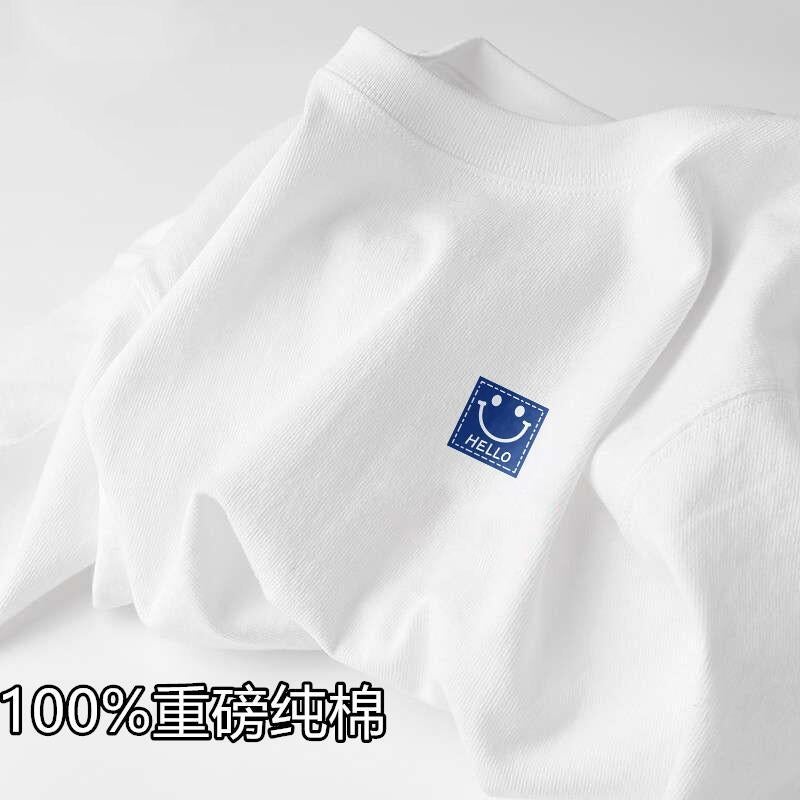 Xinjiang Cotton Short-Sleeved T-Shirt Men'S And Women'S Same Style Fresh Simple White Bottoming Shirt Ins Summer Loose Half-Sleeved T-Shirt - Image 1