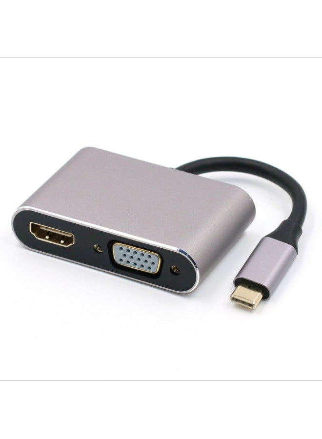 Typec To Hdmi Vga Expansion Dock Phone Connection TV Converter For Apple Macbook Expansion-Color:Type-c Two-in-one Converter - Image 2