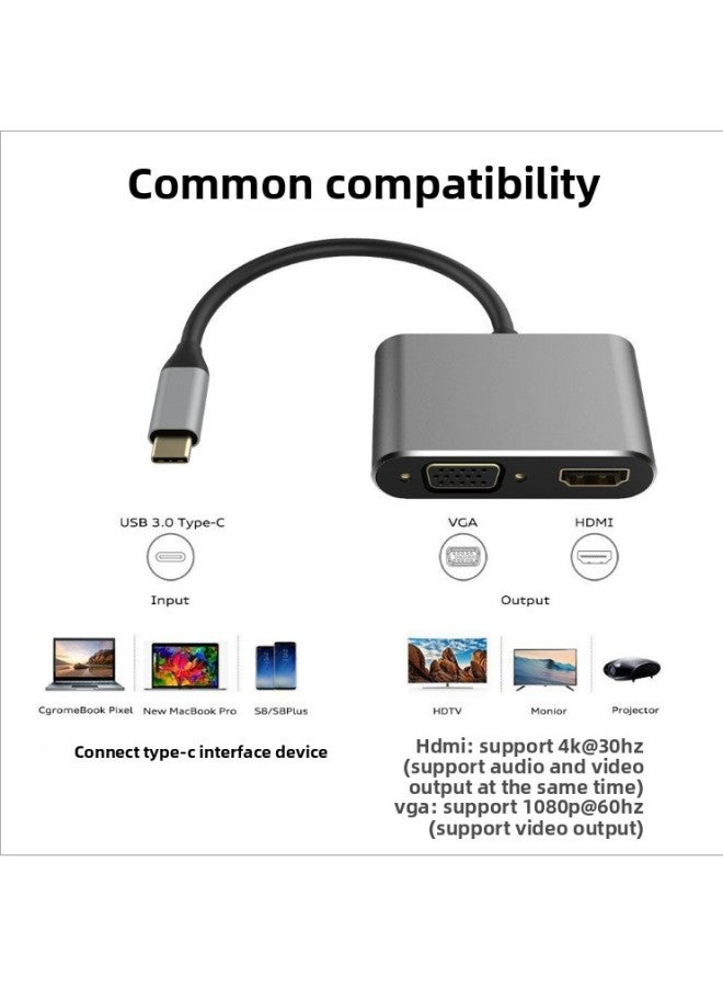 Typec To Hdmi Vga Expansion Dock Phone Connection TV Converter For Apple Macbook Expansion-Color:Type-c Two-in-one Converter - Image 3