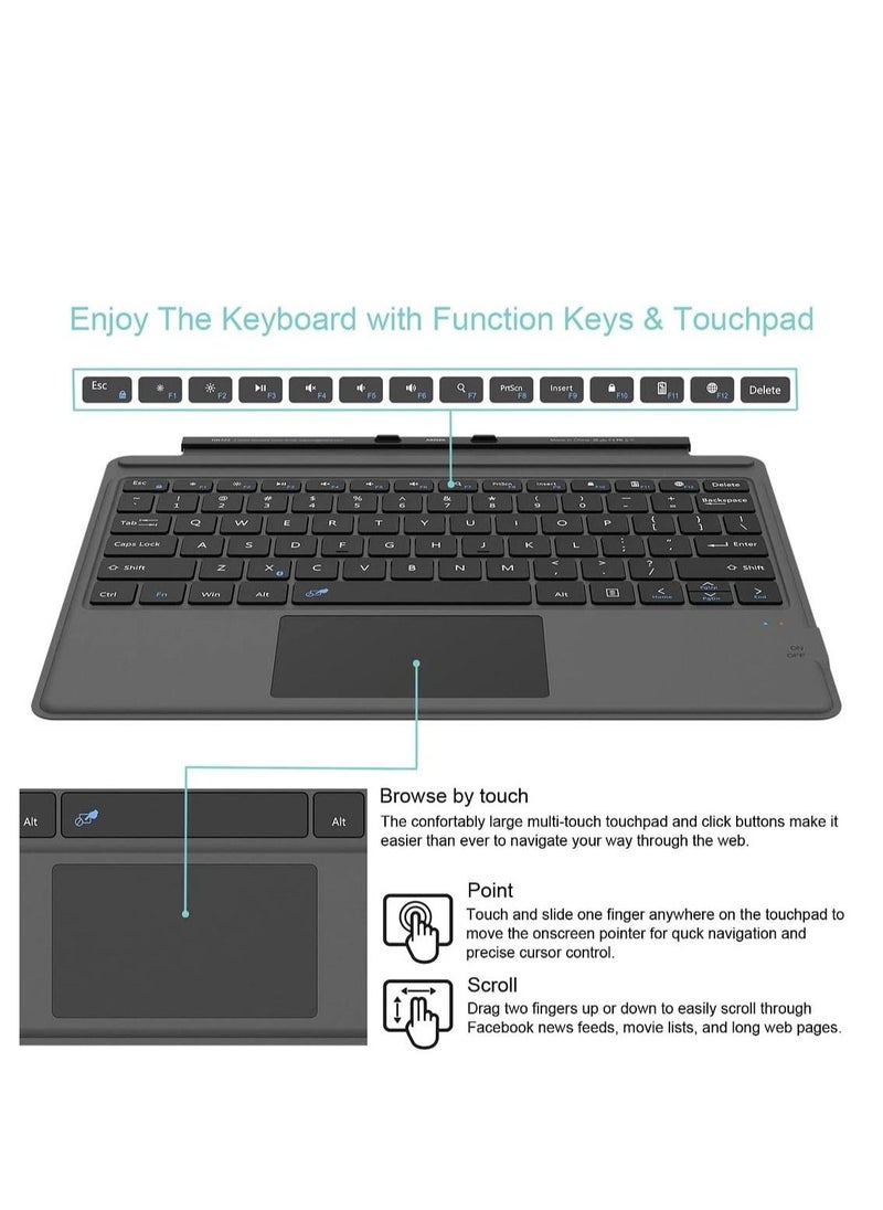 Generic - Surface Pro 9/ Pro 8/Pro X Bluetooth Wireless Keyboard with Trackpad Backlit Magnetic Keyboard for Microsoft Surface Pro X,Black - Image 1