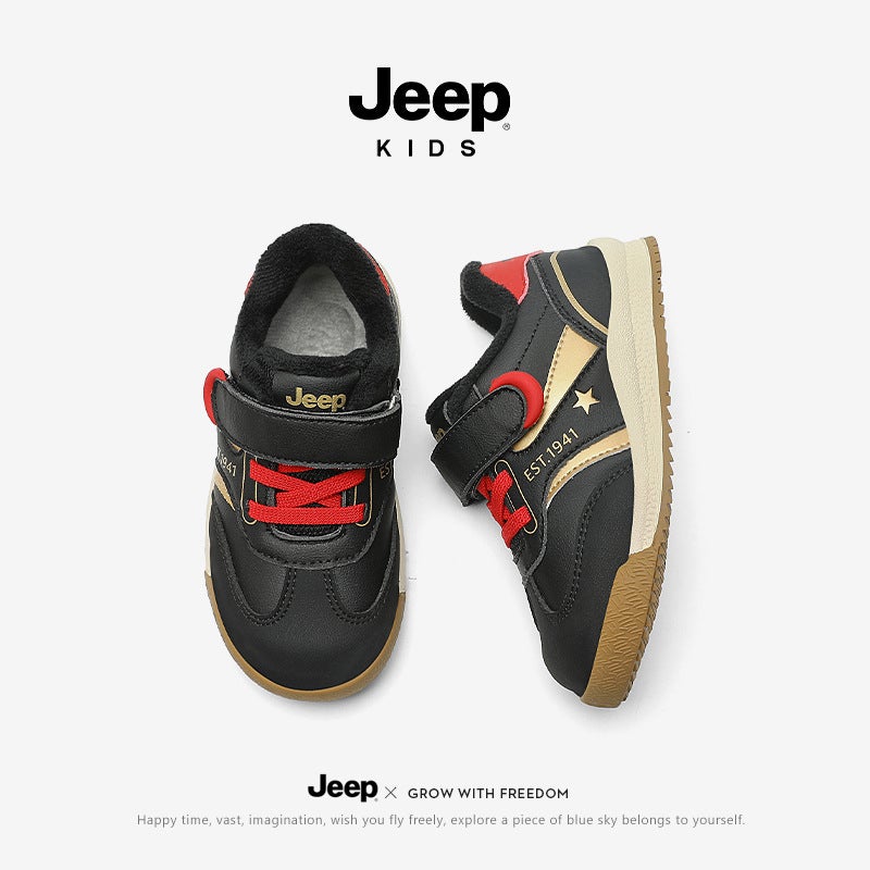 Jeep Boys Toddler Shoes Baby Fleece-Lined Baby Shoes Winter Leather Sports Shoes Toddlers Cotton Shoes Kidsren'S Shoes - Image 3