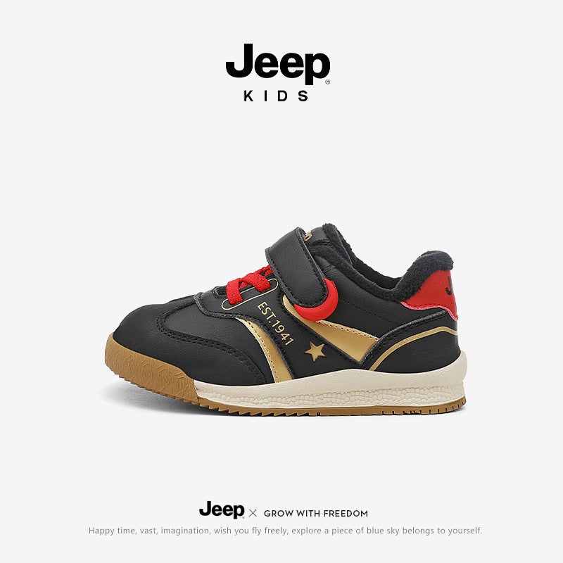 Jeep Boys Toddler Shoes Baby Fleece-Lined Baby Shoes Winter Leather Sports Shoes Toddlers Cotton Shoes Kidsren'S Shoes - Image 1