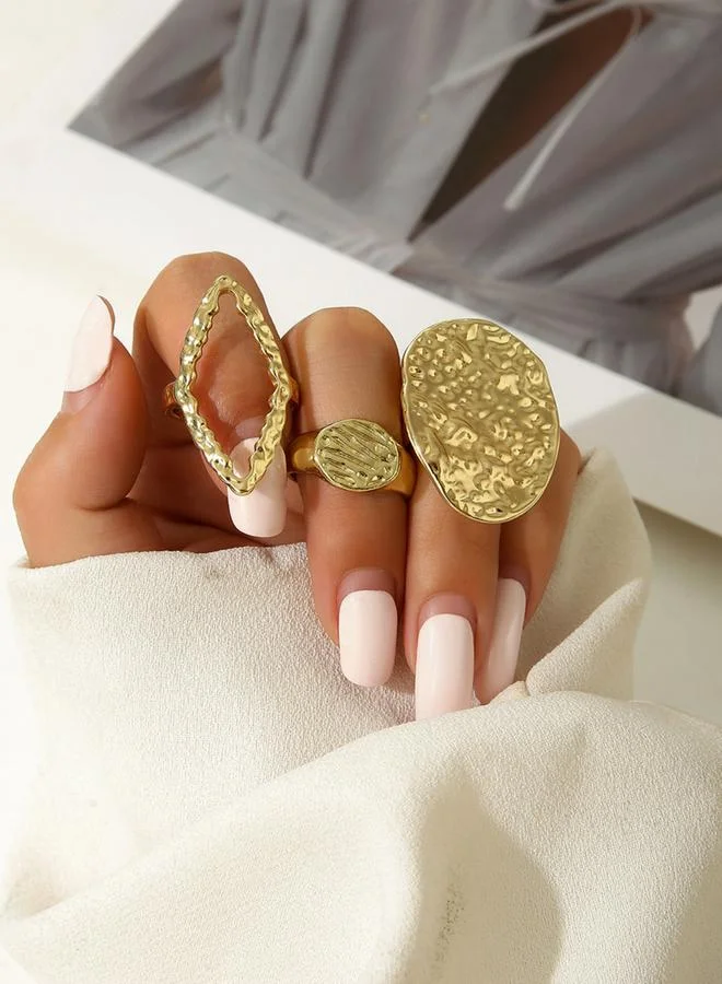 Take Two Take Two Set of 3 - Gold Tone Alloy Ring