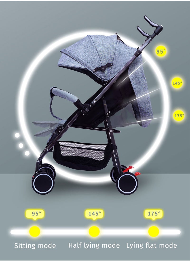 Moovant Lightweight Baby Stroller, Foldable Travel Infant Stroller with Canopy, Multi-position Recline Pushchair Compact Push Chair for Kids, Adjustable Infant Pushchair  - Image 3