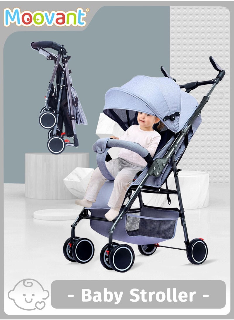 Moovant Lightweight Baby Stroller, Foldable Travel Infant Stroller with Canopy, Multi-position Recline Pushchair Compact Push Chair for Kids, Adjustable Infant Pushchair  - Image 1