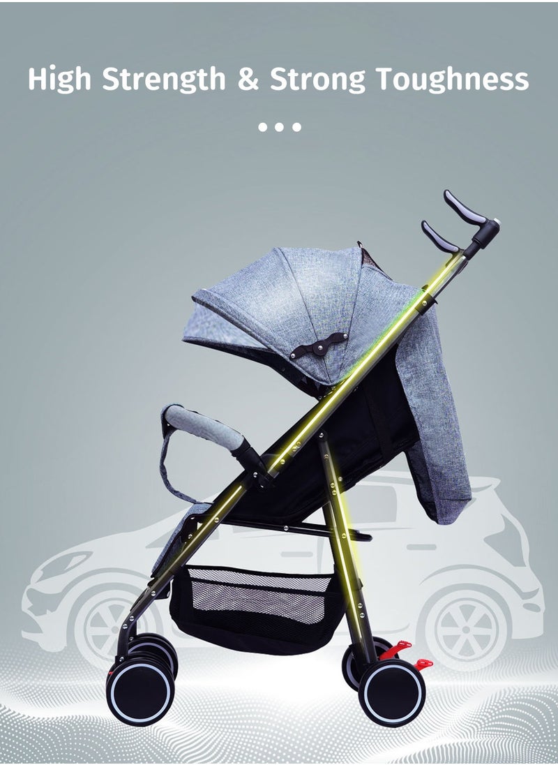 Moovant Lightweight Baby Stroller, Foldable Travel Infant Stroller with Canopy, Multi-position Recline Pushchair Compact Push Chair for Kids, Adjustable Infant Pushchair  - Image 4