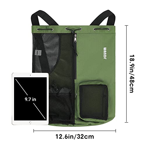 WANDF Swim Bag Mesh Drawstring Backpack with Wet Pocket Beach Backpack for Swimming, Gym, and Workout Gear (Dark green) - Image 5
