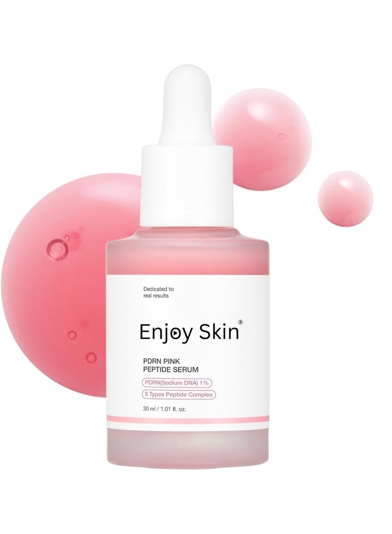 ENJOY SKIN PDRN Pink Peptide Serum for Face Korean Skincare, PDRN Serum for Brightening & Skin Repair, Hydrating & Moisturizing PDRN Salmon DNA for Uneven Skin Tone, Niacinamide for Face 1.01 Fl.oz Pink Glow Peptide Serum For Face - Image 1