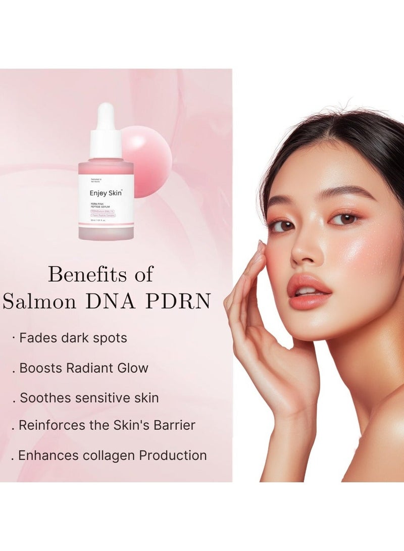ENJOY SKIN PDRN Pink Peptide Serum for Face Korean Skincare, PDRN Serum for Brightening & Skin Repair, Hydrating & Moisturizing PDRN Salmon DNA for Uneven Skin Tone, Niacinamide for Face 1.01 Fl.oz Pink Glow Peptide Serum For Face - Image 2