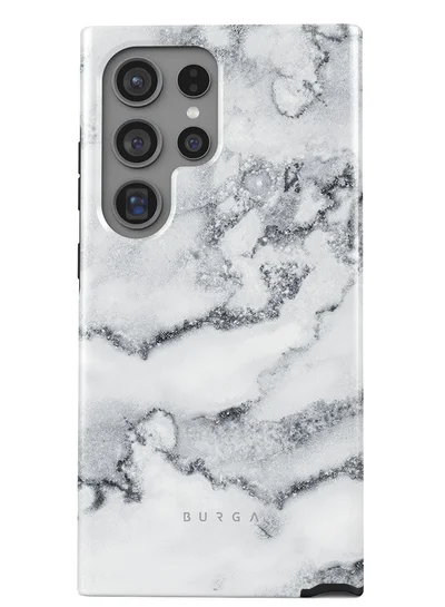 BURGA Luxury Gold Glitter Marble Phone Case Compatible with Samsung S24 Ultra  Double Layer Silicone Protective Case Ocean Waves White Winter