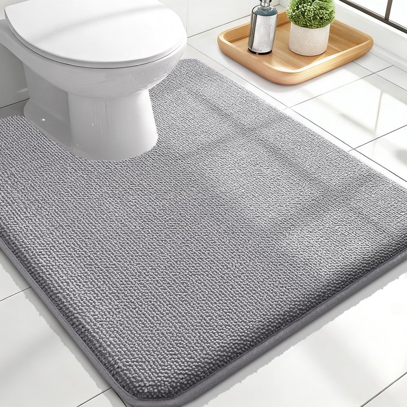 OLANLY Toilet Rugs U-Shaped 24x20, Extra Soft Absorbent Thick Memory Foam Contour Bathroom Rugs, Dry Quickly, Machine Washable, Non-Slip Toilet Bath Mat, Home Decor Accessories, Grey - Image 1