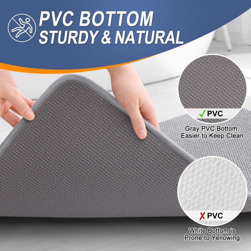 OLANLY Toilet Rugs U-Shaped 24x20, Extra Soft Absorbent Thick Memory Foam Contour Bathroom Rugs, Dry Quickly, Machine Washable, Non-Slip Toilet Bath Mat, Home Decor Accessories, Grey - Image 4