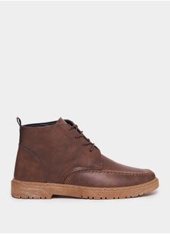 Hi-Top Flat Heel Lace Up Ankle Boots