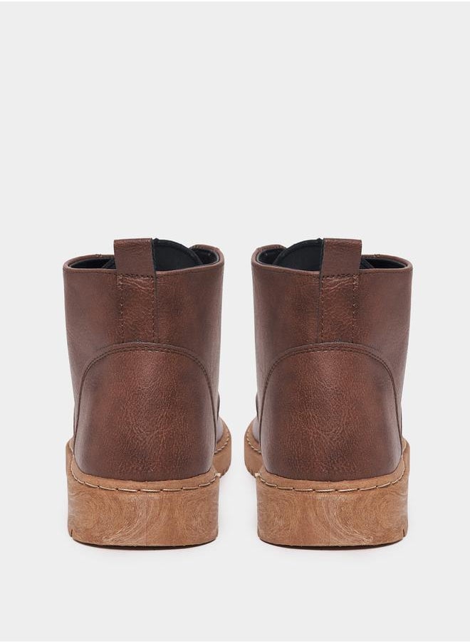 Styli - Hi-Top Flat Heel Lace Up Ankle Boots - Image 1