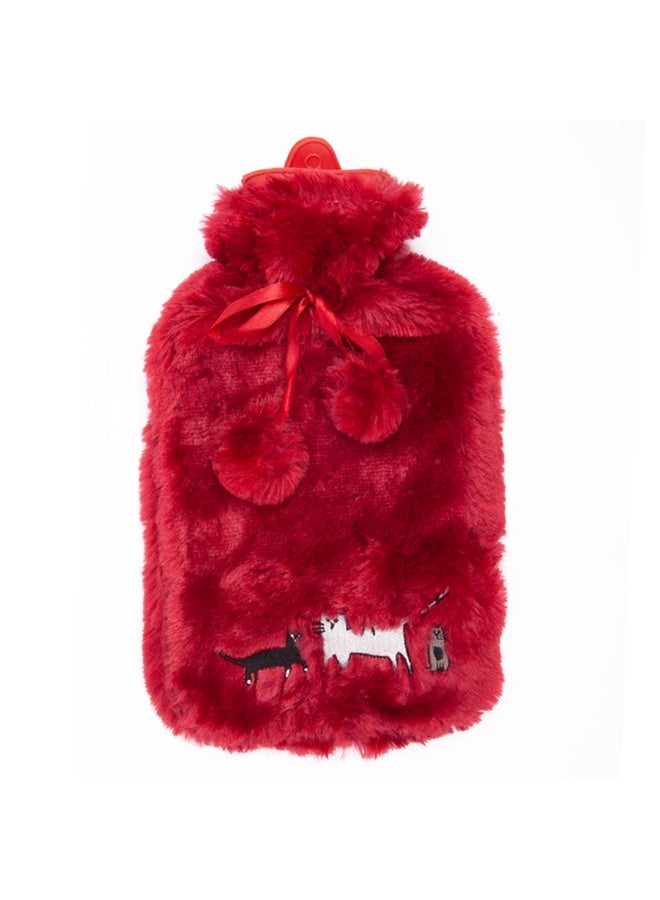 Biggdesign 2L Large Hot Water Bag with Soft Plush Cover, Cold & Hot Compress, Washable Hot Water Bag for Cramps, Neck and Back Pain, Feet and Shoulders, Red - Image 3