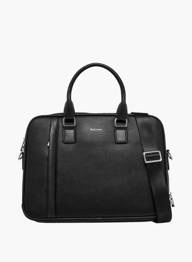 DUCHINI Solid Laptop Bag with Detachable Strap and Zip Closure