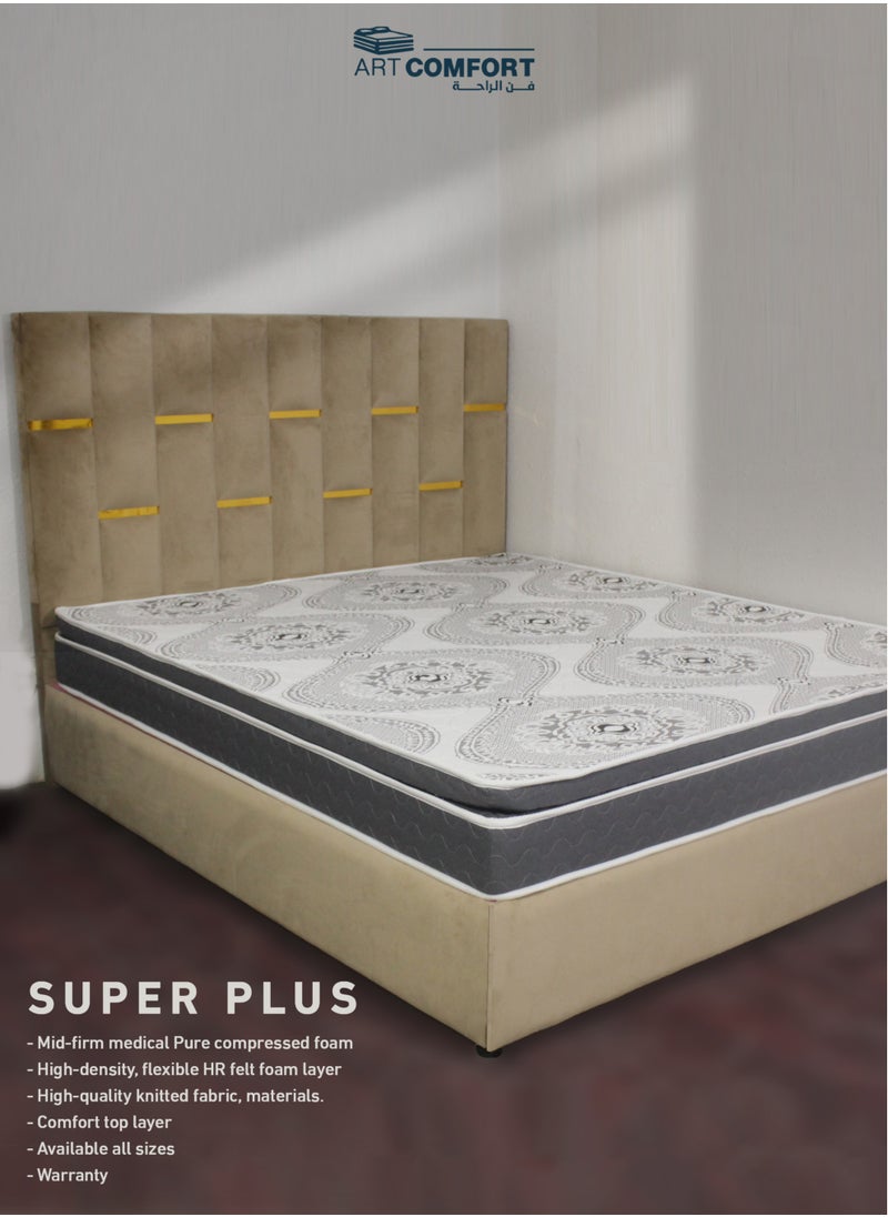 Art Comfort SUPER PLUS Medical Mattress, Queen Size, 200×150×22 cm | Coil-free, made from high-density compressed foam with an insulating padding layer, and equipped with a soft foam layer for pressure relief. Covered with luxurious cotton fabric, perfect for relieving back pain and providing healthy support for restful sleep  - Image 1