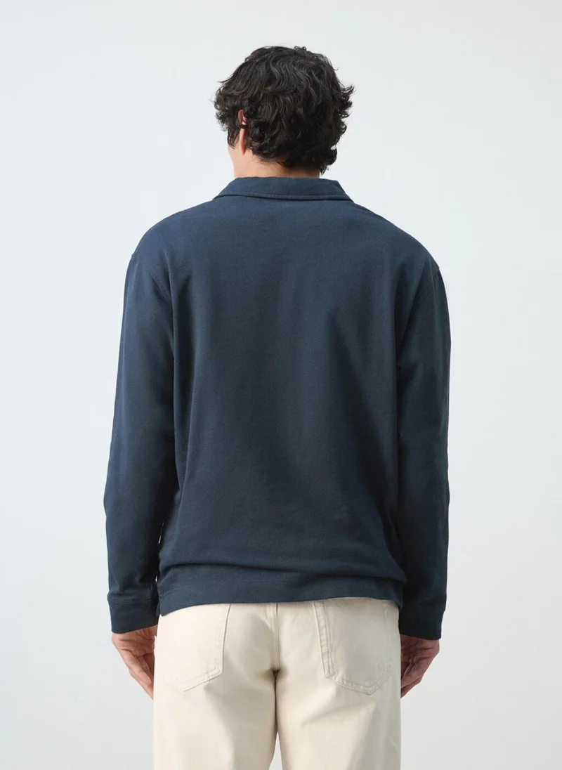 Mango Man 100% cotton polo shirt with graphic embroidery