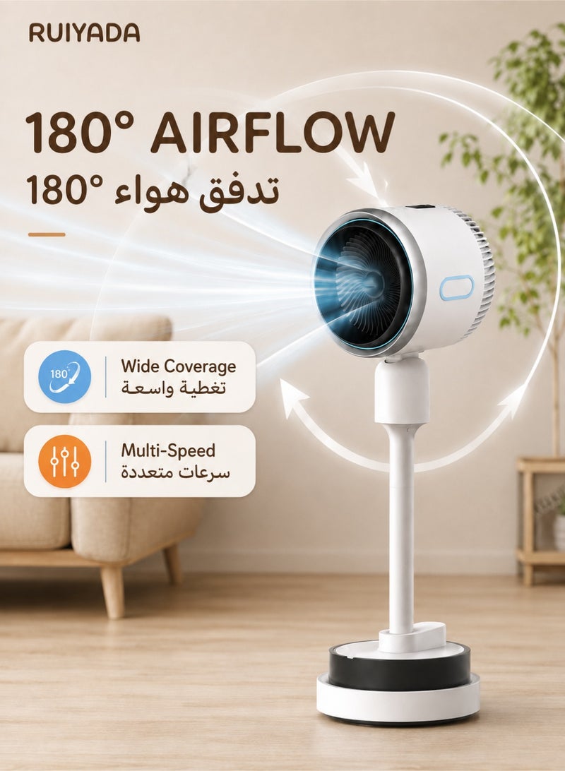 الحلم RUIYADA مروحة تبريد وتدفئة مع ترطيب، مبرد هواء 5 في 1 ومروحة دوران الهواء، خزان ماء 4 لتر، تدفئة 1800 واط، تدفق هواء واسع 180°، تحكم باللمس، تشغيل هادئ وحماية من الانقلاب للمنزل - Image 3