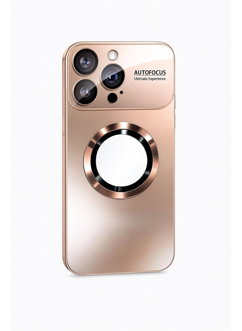 ألترون جراب ALTRONE الجديد لهاتف iPhone 16 Pro Max، غطاء فاخر بتصميم حلقة معدنية بأسلوب مستقبلي، اتصال مغناطيسي، واقي عدسة كاميرا كبير، غطاء نحيف مقاوم للصدمات والخدوش (لون ذهبي رملي) - Image 1