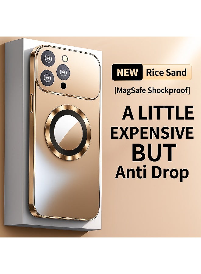 ألترون جراب ALTRONE الجديد لهاتف iPhone 16 Pro Max، غطاء فاخر بتصميم حلقة معدنية بأسلوب مستقبلي، اتصال مغناطيسي، واقي عدسة كاميرا كبير، غطاء نحيف مقاوم للصدمات والخدوش (لون ذهبي رملي) - Image 4
