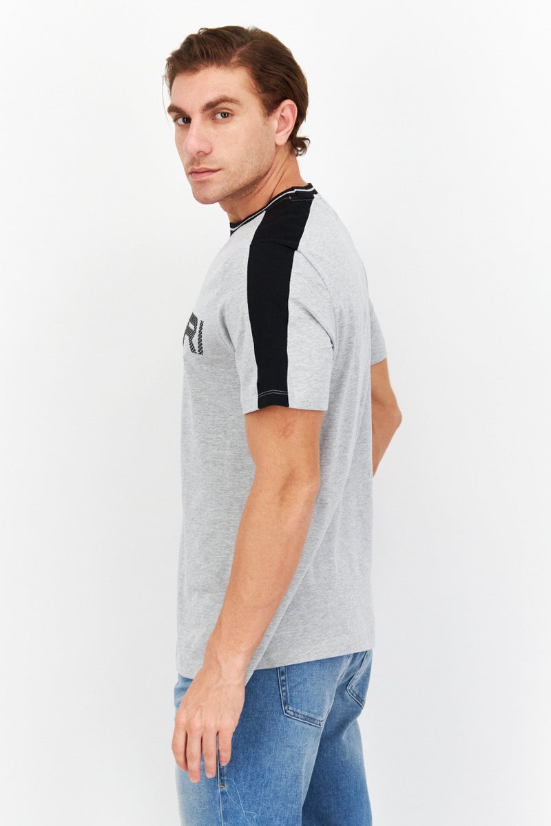 Tahari Men Crew Neck Short Sleeve Brand Logo T-Shirt, Grey - Image 3