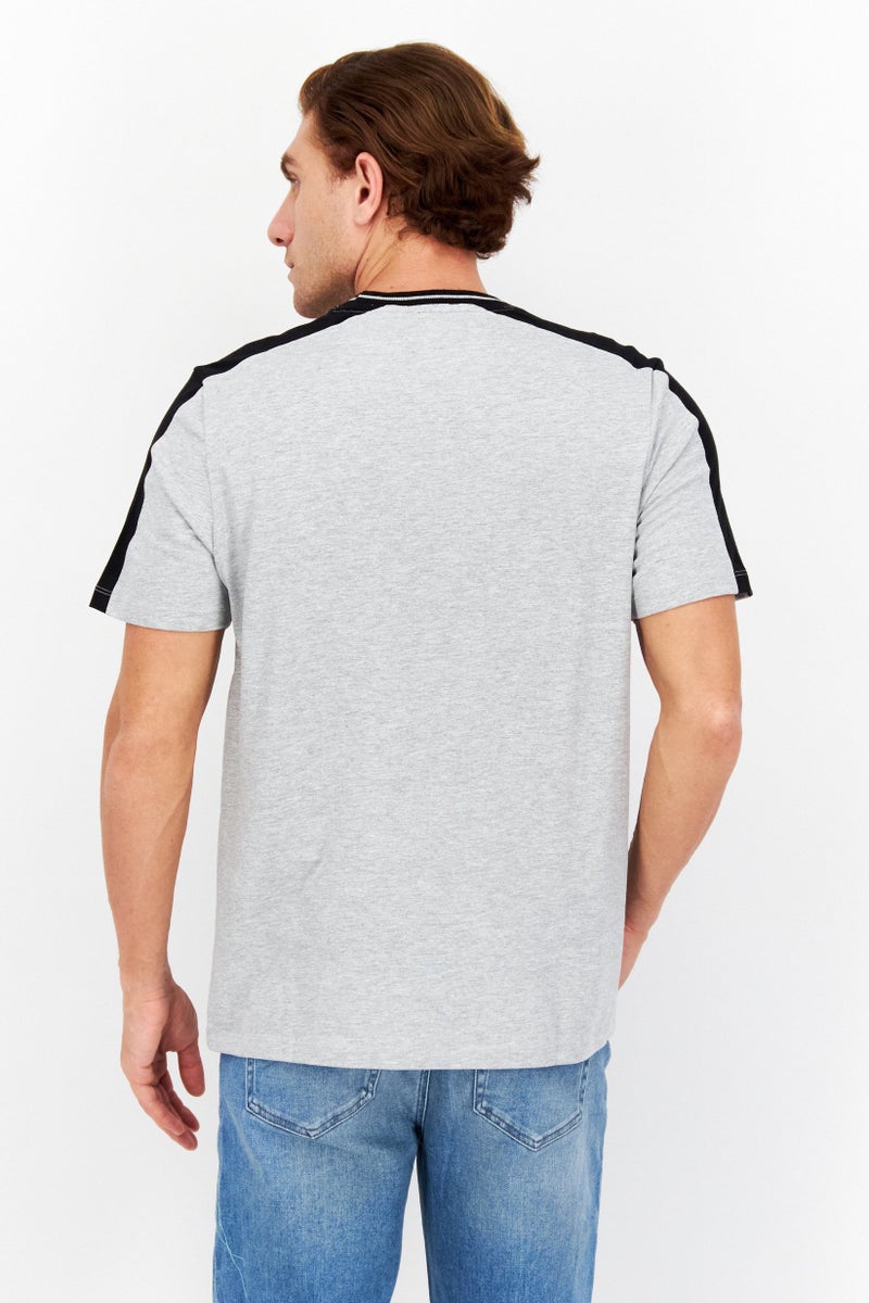 Tahari Men Crew Neck Short Sleeve Brand Logo T-Shirt, Grey - Image 4