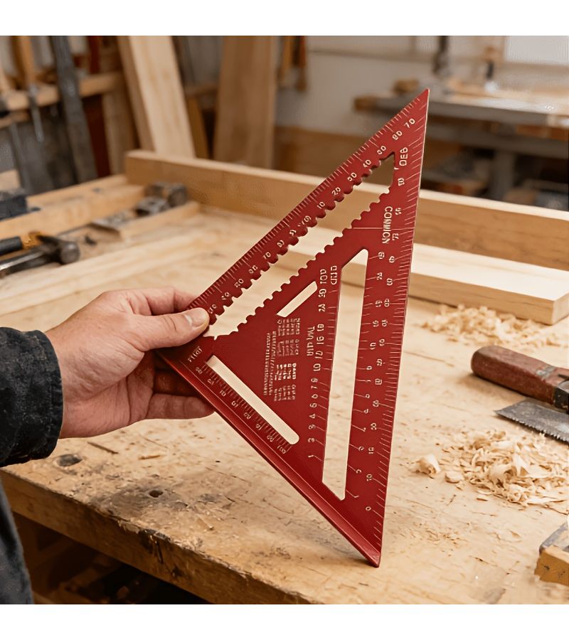 Black 7 Inch Aluminum Triangle Ruler 45 90 Degree Right Angle Woodworking Tool - Image 4