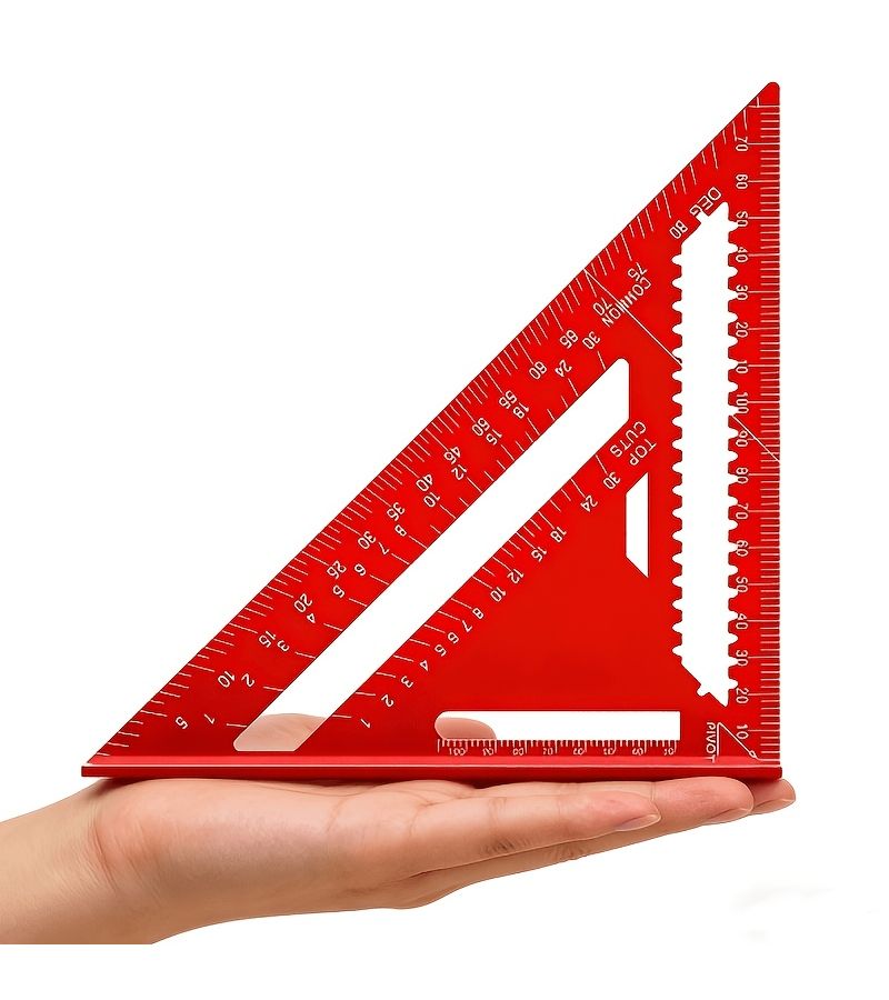 Black 7 Inch Aluminum Triangle Ruler 45 90 Degree Right Angle Woodworking Tool - Image 2