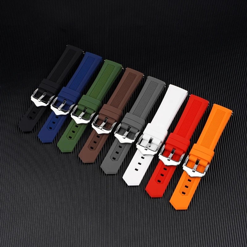Bluejw Quick Release Waterproof Soft Rubber Replacement Straps with Silver Stainless Steel Buckle for Smart Watch & Sport Watch – Easy to Replace Watch Strap - Image 2