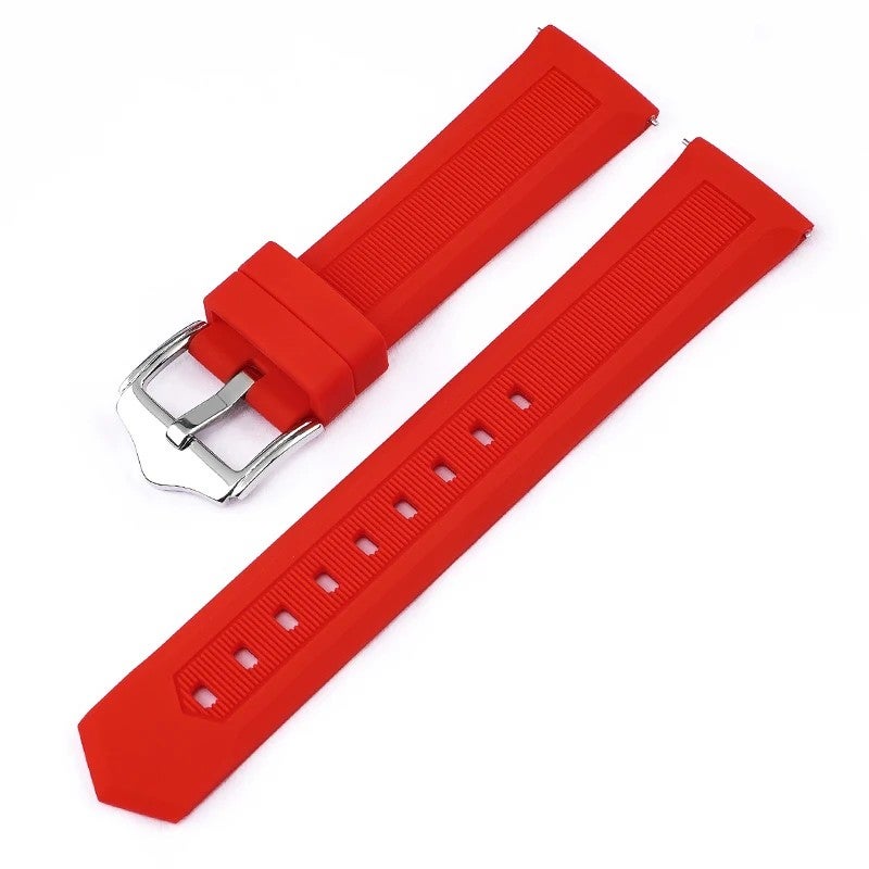 Bluejw Quick Release Waterproof Soft Rubber Replacement Straps with Silver Stainless Steel Buckle for Smart Watch & Sport Watch – Easy to Replace Watch Strap - Image 1