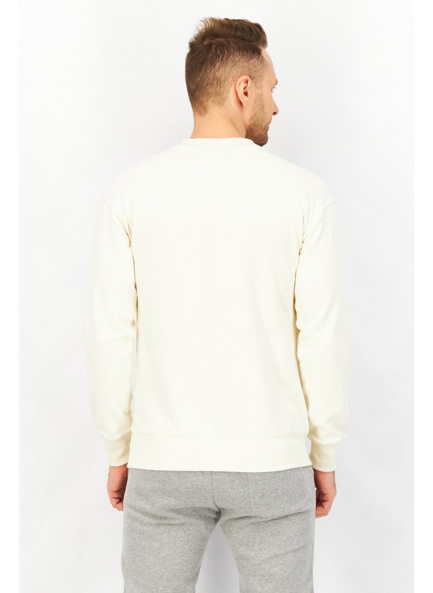 PUMA Men High Neck Long Sleeve Embroidered Logo Sweatshirt, Cream  - Image 4