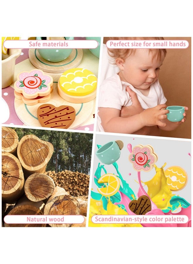 Airlab Wooden Tea Set For Little Girls Play Food Pretend Play Kitchen Accessories For 3 4 5 Years Old Girls And Boys Toddler Princess Tea Time Party Food Toys - Image 3