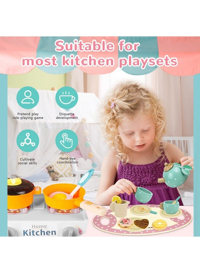 Airlab Wooden Tea Set For Little Girls Play Food Pretend Play Kitchen Accessories For 3 4 5 Years Old Girls And Boys Toddler Princess Tea Time Party Food Toys - Image 4